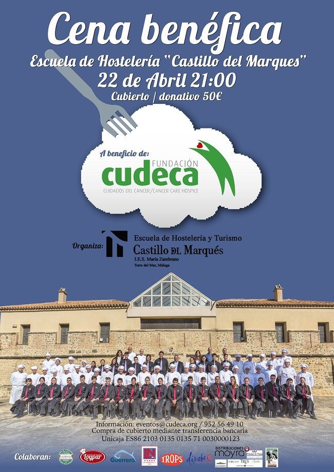 cudeca, cena benefica, castillo del marques, escuela de hosteleria, sabor a malaga